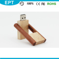 Memoria USB de madera al por mayor del OEM del eslabón giratorio del beige (TW007)